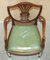 Wheatgrass Carver Desk Armchair in Hardwood & Green Leather 14