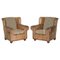 Vintage Brown Leather Kilim Armchairs, Set of 2 1