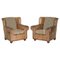 Vintage Brown Leather Kilim Armchairs, Set of 2, Image 1