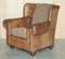 Vintage Brown Leather Kilim Armchairs, Set of 2 17