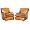 Antique Bridgewater Brown Leather Armchairs from Howard & Son, Set of 2 1