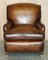 Antique Bridgewater Brown Leather Armchairs from Howard & Son, Set of 2, Image 6