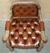 Antique William IV Chesterfield Oak & Brown Leather Desk Chair, 1830s 13