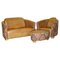 Vintage Brown Leather & Kilim Rocket Sofa, Armchair & Footstool, Set of 3 1