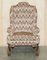 Antique Kilim Fabric Wingback Armchairs with Carved Claw & Ball Feet, 1900, Set of 2 4