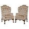 Antique Kilim Fabric Wingback Armchairs with Carved Claw & Ball Feet, 1900, Set of 2, Image 1