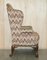Antique Kilim Fabric Wingback Armchairs with Carved Claw & Ball Feet, 1900, Set of 2 15