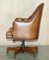 Silla de oficina giratoria Chesterfield Captains vintage de cuero marrón, Imagen 20