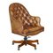 Vintage Aged Brown Leather Chesterfield Captains Swivel Office Chair, Image 1