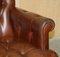 Chesterfield 2-Sitzer Sofa aus kastanienbraunem & braunem Leder 9