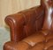 Chesterfield 2-Sitzer Sofa aus kastanienbraunem & braunem Leder 8