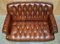 Chesterfield 2-Sitzer Sofa aus kastanienbraunem & braunem Leder 15