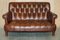 Chesterfield 2-Sitzer Sofa aus kastanienbraunem & braunem Leder 2