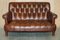 Chestnut & Brown Leather Chesterfield 2-Seater Sofa 2