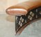 Antique Victorian Demi Lune Brown Leather Club Fender with Pierced Metal, 1880s 15