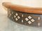 Antique Victorian Demi Lune Brown Leather Club Fender with Pierced Metal, 1880s 4