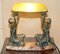 Lampe de Bureau Antique Art Déco en Bronze Peint à Froid avec Socle en Marbre 2