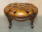 Antique Hand Dyed Cigar Brown Leather Chesterfield Footstool, Image 14