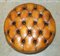 Antique Hand Dyed Cigar Brown Leather Chesterfield Footstool 9