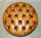 Antique Hand Dyed Cigar Brown Leather Chesterfield Footstool, Image 9