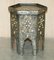 Antique Indian Repousse Pewter with Stone Inlaid Detailing Side Table, 1920 3