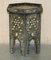 Antique Indian Repousse Pewter with Stone Inlaid Detailing Side Table, 1920 18