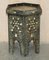Antique Indian Repousse Pewter with Stone Inlaid Detailing Side Table, 1920 20