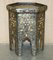 Antique Indian Repousse Pewter with Stone Inlaid Detailing Side Table, 1920 19