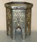 Antique Indian Repousse Pewter with Stone Inlaid Detailing Side Table, 1920, Image 19