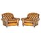 Bulgaru Brown Leather Chesterfield Armchairs by George Smith, Set of 2 1