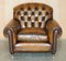 Bulgaru Brown Leather Chesterfield Armchairs by George Smith, Set of 2 3