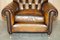 Bulgaru Brown Leather Chesterfield Armchairs by George Smith, Set of 2 6