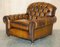 Braune Bulgaru Chesterfield Ledersessel von George Smith, 2er Set 2