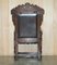 Antique English Carved Wainscott Throne Armchair, 1662 19
