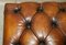 Antique Victorian Claw & Ball Brown Leather Chesterfield Footstool 14