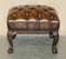 Antique Victorian Claw & Ball Brown Leather Chesterfield Footstool 19