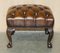 Antique Victorian Claw & Ball Brown Leather Chesterfield Footstool, Image 19