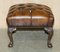 Antique Victorian Claw & Ball Brown Leather Chesterfield Footstool 20