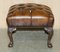 Antique Victorian Claw & Ball Brown Leather Chesterfield Footstool, Image 20