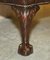 Antiker viktorianischer Chesterfield Fußhocker aus braunem Leder mit Krallen & Kugeln 7