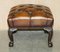 Antique Victorian Claw & Ball Brown Leather Chesterfield Footstool 18