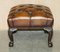 Antique Victorian Claw & Ball Brown Leather Chesterfield Footstool, Image 18