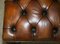 Antique Victorian Claw & Ball Brown Leather Chesterfield Footstool, Image 16