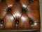 Antique Victorian Claw & Ball Brown Leather Chesterfield Footstool 17