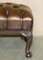 Antique Victorian Claw & Ball Brown Leather Chesterfield Footstool 10