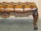 Poggiapiedi vittoriano antico in legno massello Chesterfield in pelle marrone, Immagine 10