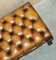 Antique Victorian Hardwood Show Frame Chesterfield Brown Leather Footstool, Image 16