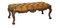 Poggiapiedi vittoriano antico in legno massello Chesterfield in pelle marrone, Immagine 1