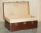 Antique Brown Leather Steamer Trunk Coffee Table with Removable Internal Shelf 15