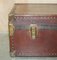Antique Brown Leather Steamer Trunk Coffee Table with Removable Internal Shelf 4